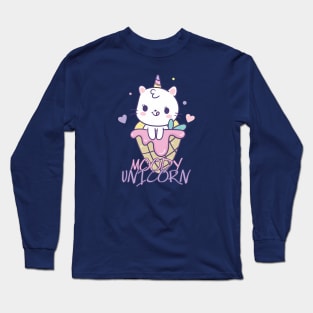 Moody unicorn - Cute little unicorn in an ice cream you and your kids would love! - Available in stickers, clothing, etc Long Sleeve T-Shirt